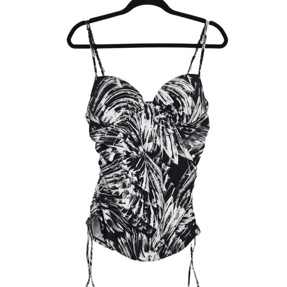 Spanx Swimwear Push Up Underwire Tankini Top with Ruched Sides Size Large - Picture 2 of 4